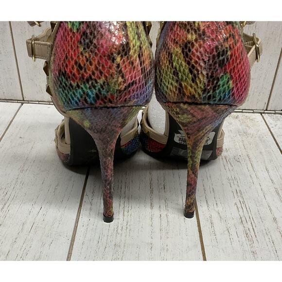 Wild Diva Lounge Women’s Multi Color Studded Faux Leather Stilettos Size 6 Heels - Picture 7 of 13